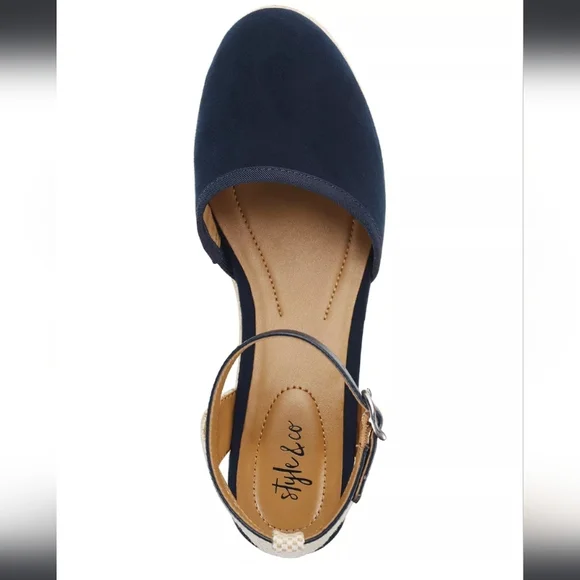 Style & Co Mailena Wedge Espadrille Sandals Navy 10 - Picture 4 of 8